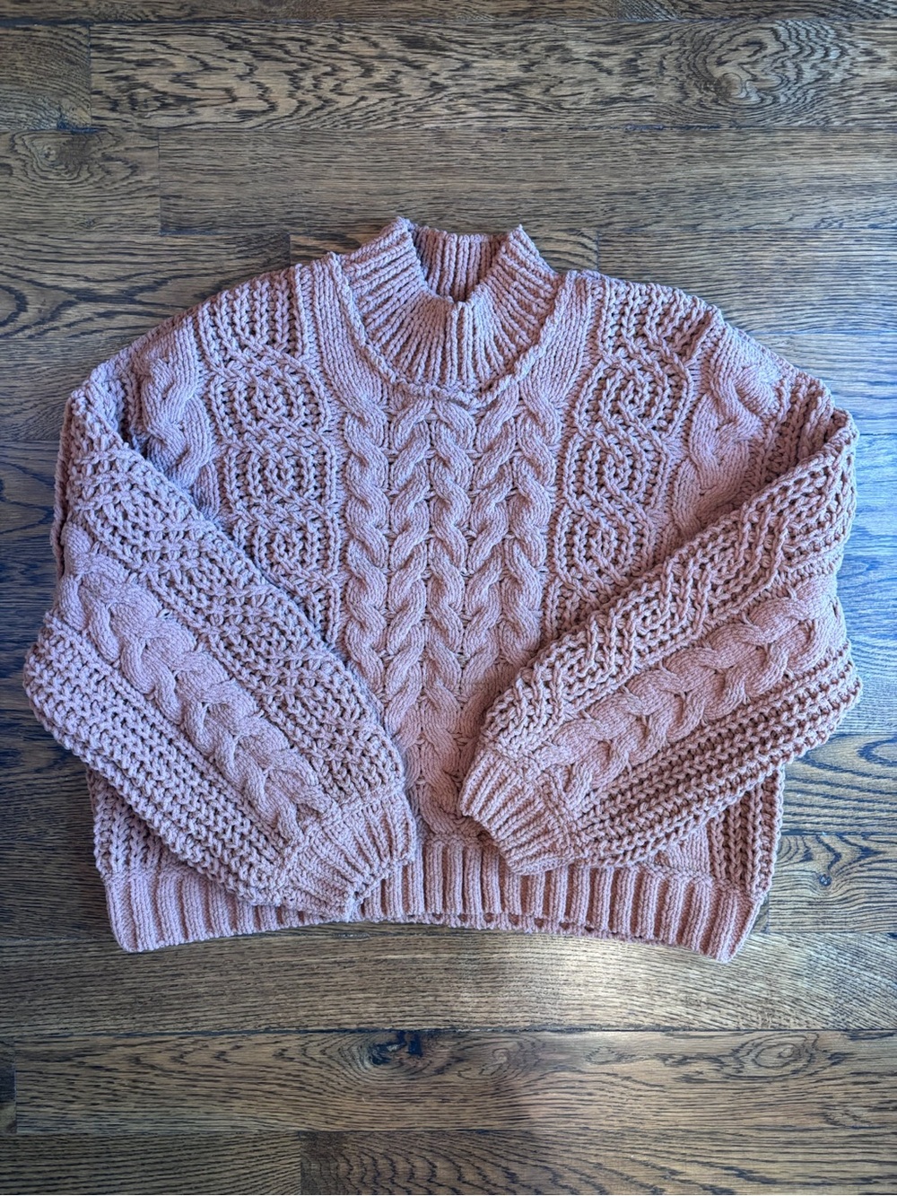 Zenana Cable Knit Mock Neck Sweater - Brown (Second Pic) Medium